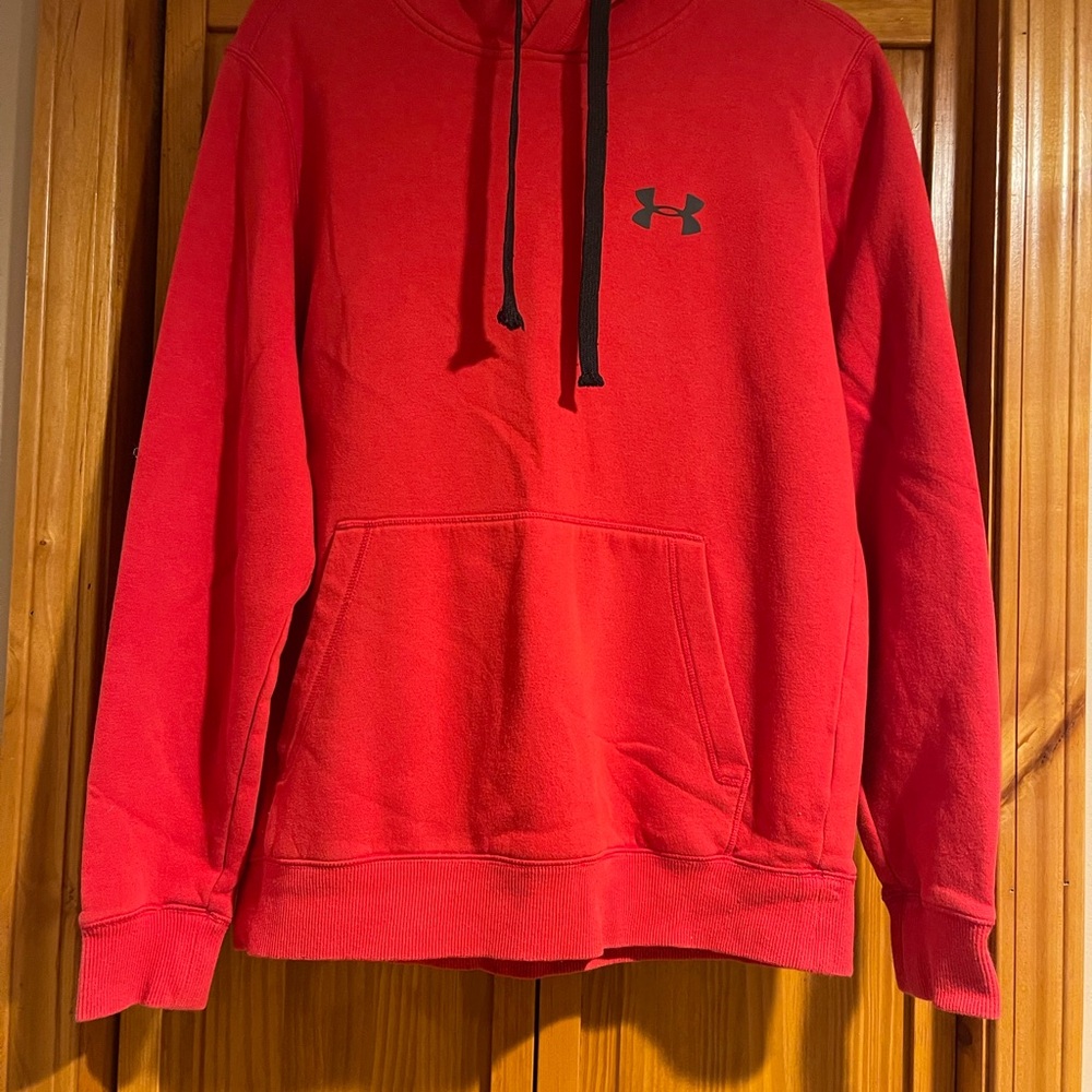 Under Armour Men’s Red Crewneck Pullover Sweatshirt with Black Logo